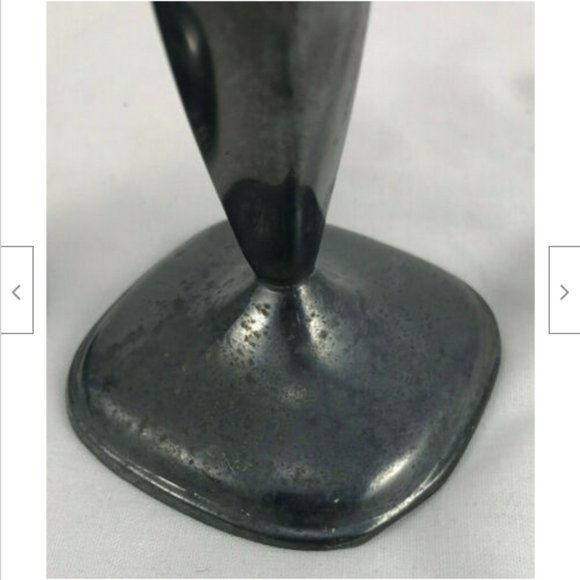 Set of 2 Vtg Silver Plated 8" Flower Bud Metal Vase Minimal Sleek Modern - Picture 4 of 6